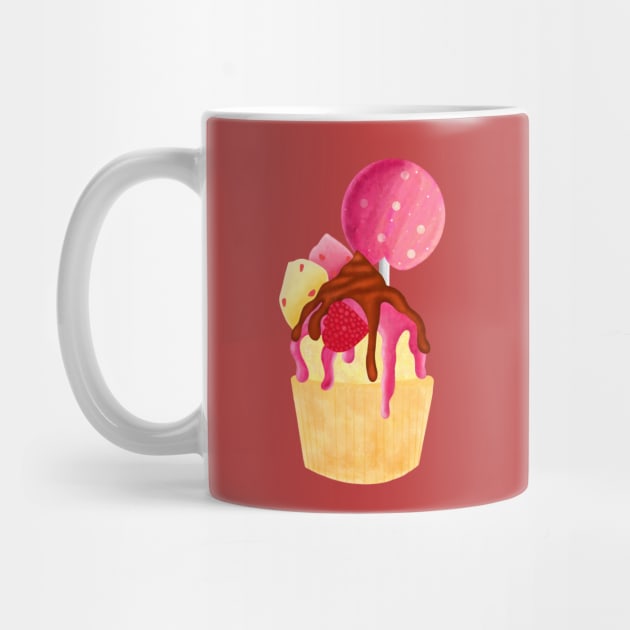 Raspberry cupcake by cariespositodesign